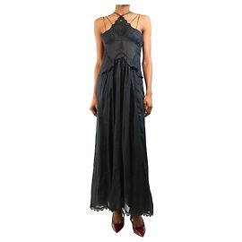 Isabel Marant Vestido maxi Lindy preto com acabamento em renda - size UK 8 Preto