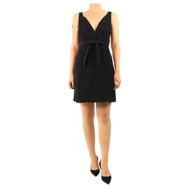 Nina Ricci Black sleeveless bow-front mini dress - size UK 10 Black