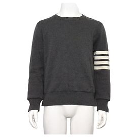 Thom Browne Gray Stripe Pullover Milan Stitch Men's Knit Brown