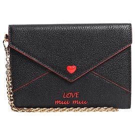 Miu Miu Carteira envelope Madras love preta Preto