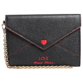 Miu Miu Black Madras love envelope wallet Black