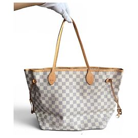 Louis Vuitton Sac cabas Neverfull MM Damier Azur Cream 2012 Écru