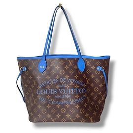 Louis Vuitton Borsa tote Brown 2013 Monogram Ikat Neverfull MM Grand Bleu Marrone
