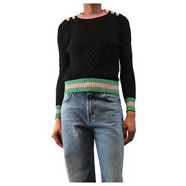Gucci Schwarzer Wollpullover mit Zopfmuster - size XS Schwarz