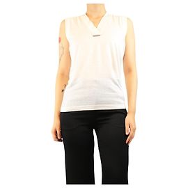 Brunello Cucinelli White sleeveless knit top - size UK 10 White