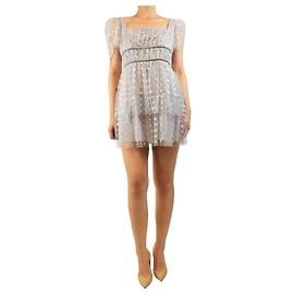 Self portrait Mini robe en tulle à sequins gris - taille UK 10 Gris