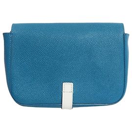 Céline Clutch com alça em couro azul Azul