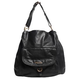 Miu Miu Bolsa de ombro em couro preto Preto