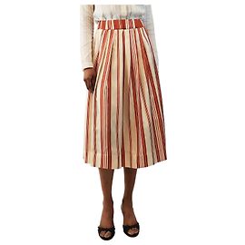 La Prestic Ouiston Gonna midi a righe in seta arancione e crema - size UK 8 Arancione