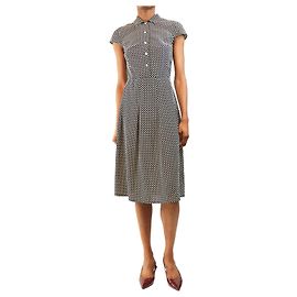 Prada Vestido midi de bolinhas azul marinho - size UK 4 Azul marinho