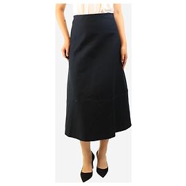 The row Falda midi línea A de algodón azul marino - size UK 8 Azul marino