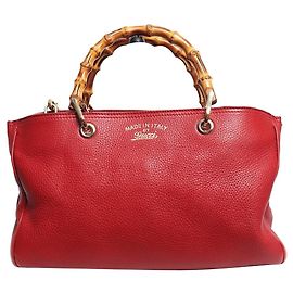 Gucci Red Bamboo Shopper Tote-Tasche Rot