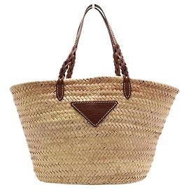 Prada Neutral woven Palm tote Other
