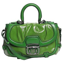 Céline 2-Way-Tasche aus grünem Lackleder Grün
