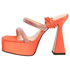 Mach & Mach Coral Devon satin platform sandals - size EU 36 Orange