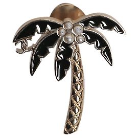 Chanel Gold and black palm tree pin brooch Golden