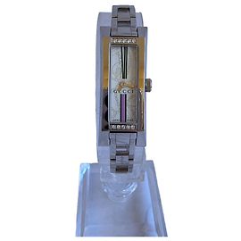 Reloj Gucci de acero inoxidable con diamantes Plata Blanco