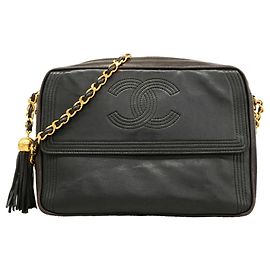 Bolsa de ombro Chanel em pele de cordeiro preta Preto