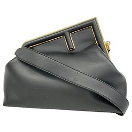 Fendi First Leather Shoulder Bag - Black Black