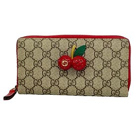 Cartera larga Gucci GG Supreme Cherry Roja Beige