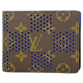 Louis Vuitton Monogram Portefeuille Multiple Wallet Marrone Blu
