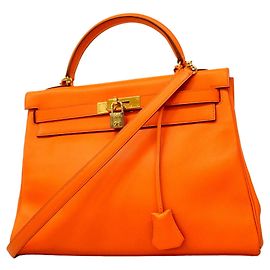Hermès Hermes Kelly 32 Handtasche in Swift Orange Orange