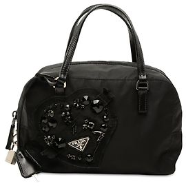 Borsa da sera Prada in Tessuto nero con cuore Nero