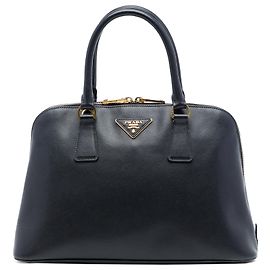 Prada Black Medium Saffiano Lux Promenade Satchel Black