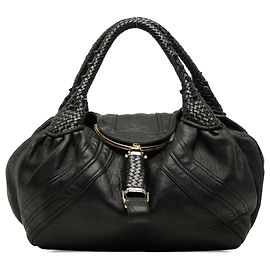 Fendi Black Leather Spy Handbag Black