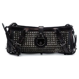 Burberry Black Studded Leather Hyde Wristlet Clutch Black