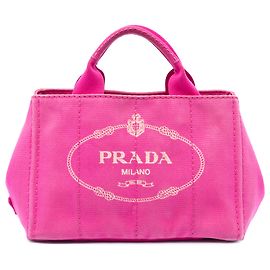 Prada Bolsa Tote Small Canvas Canapa Logo Rosa Rosa