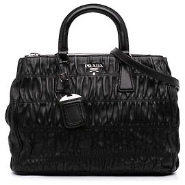 Borsa Satchel Prada in Nappa Gaufre nera Nero