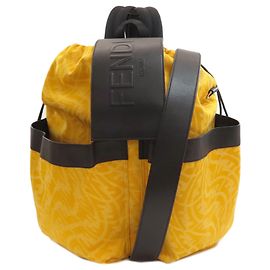 Fendi Strike Large Canvas Backpack Black Yellow