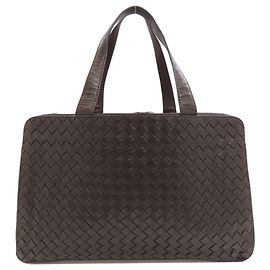Bottega Veneta Intrecciato Leather Handbag Dark brown