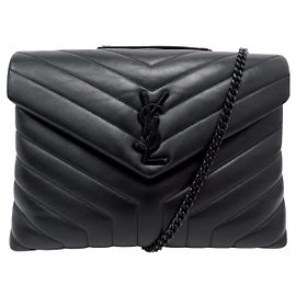 SAINT LAURENT LOULOU MEDIUM 574946 SO BLACK HANDBAG SHOULDER BAG PURSE Black