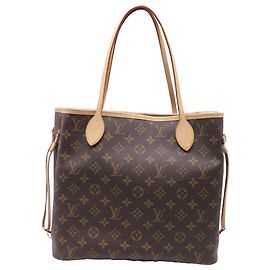 Sac cabas Louis Vuitton Neverfull MM Monogram en toile enduite marron Marron Rouge