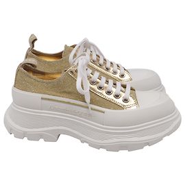 Alexander McQueen Tread Slick Glitter Sneaker aus gold metallic Canvas Golden Metallisch