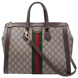 Borsa a mano Gucci Ophidia in pelle marrone Marrone Rosso