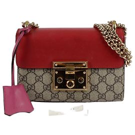 Gucci Bolsa de ombro e transversal com corrente pequena e cadeado Vermelho