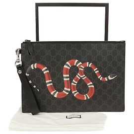 Gucci Kingsnake Strap Clutch Black