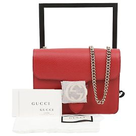 Gucci Bolso bandolera de cadena entrelazada Roja