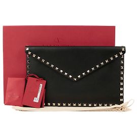 Valentino Garavani Rockstud Envelope Clutch Black