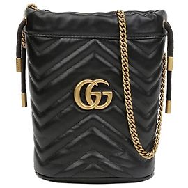 Gucci Mini Borsa Secchiello GG Marmont Nera Nero