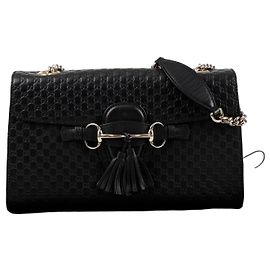 Gucci Borsa a tracolla Emily in pelle Microshima Nera Nero