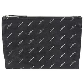 Balenciaga Logo Clutch Black Leather Black
