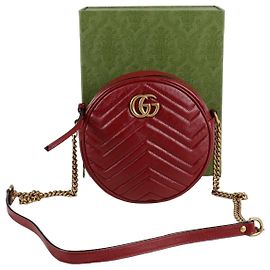 Gucci Borsa a tracolla rotonda mini GG Marmont Rosso