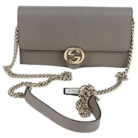 Gucci Interlocking Mini Chain Wallet Crossbody Grau