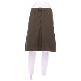 Chloé Khaki Wool Midi Skirt Khaki