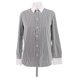 Céline Camisa riscada branca e preta Branco