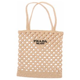 Bolsa de mão Prada em palha bege Bege